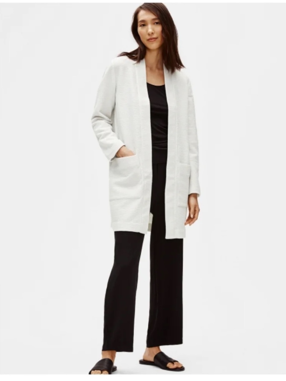 Eileen Fisher  Open-Front Long Cardigan Size L